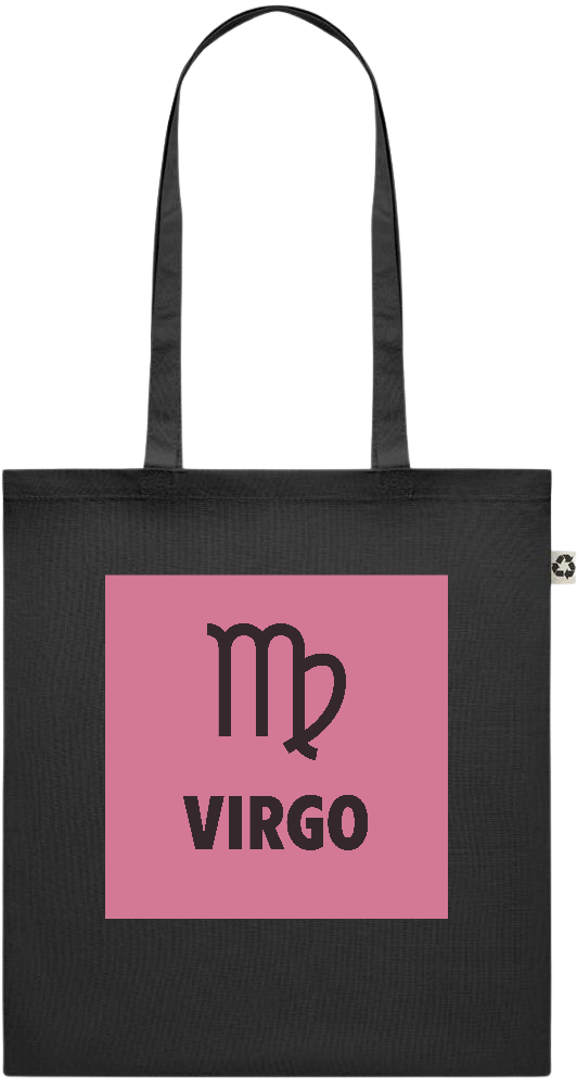 Zodiac Virgo Design - Recycled cotton colored shopping bag_BLACK_front