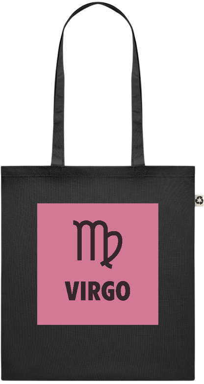 Zodiac Virgo Design - Recycled cotton colored shopping bag_BLACK_front