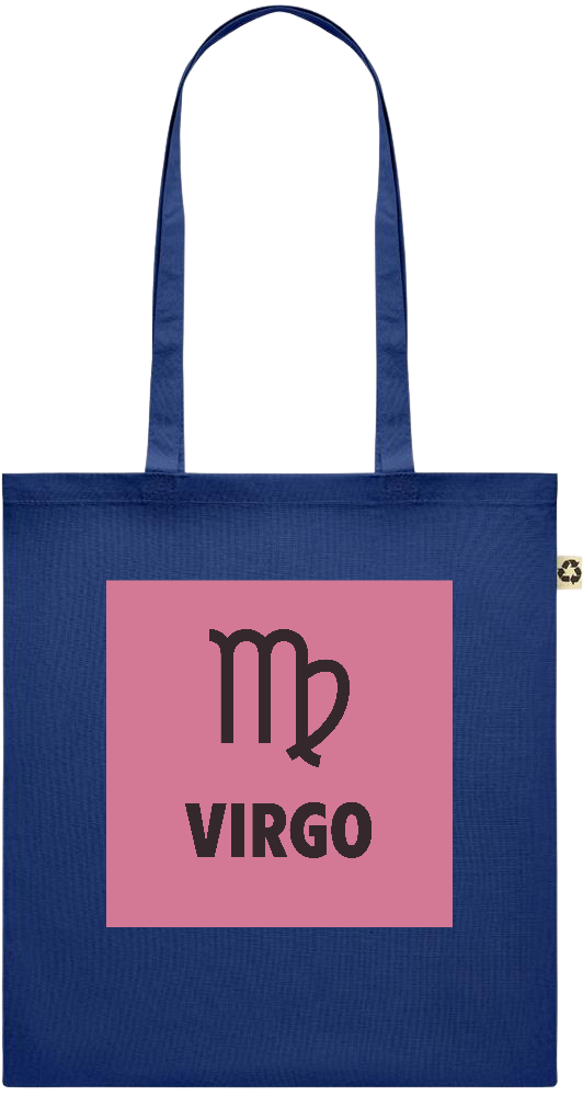 Zodiac Virgo Design - Recycled cotton colored shopping bag_BLUE_front