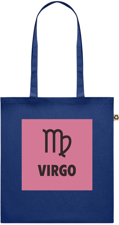 Zodiac Virgo Design - Recycled cotton colored shopping bag_BLUE_front