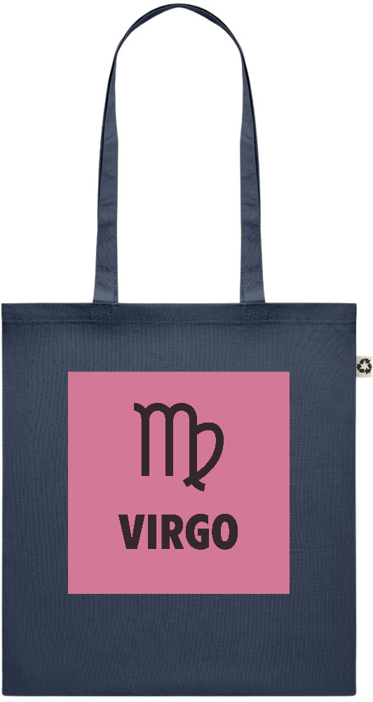 Zodiac Virgo Design - Recycled cotton colored shopping bag_FRENCH NAVY_front