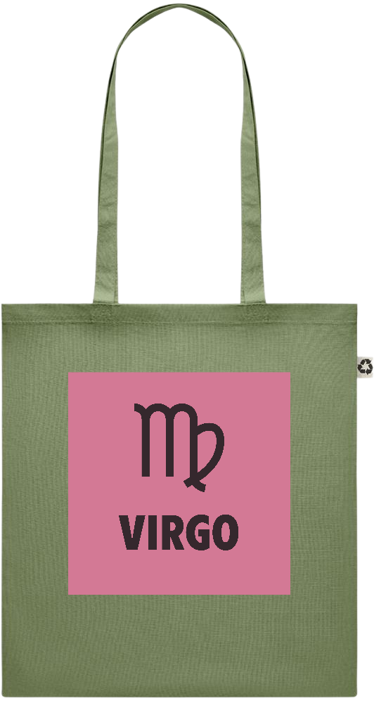 Zodiac Virgo Design - Recycled cotton colored shopping bag_GREEN_front