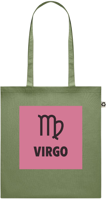 Zodiac Virgo Design - Recycled cotton colored shopping bag_GREEN_front