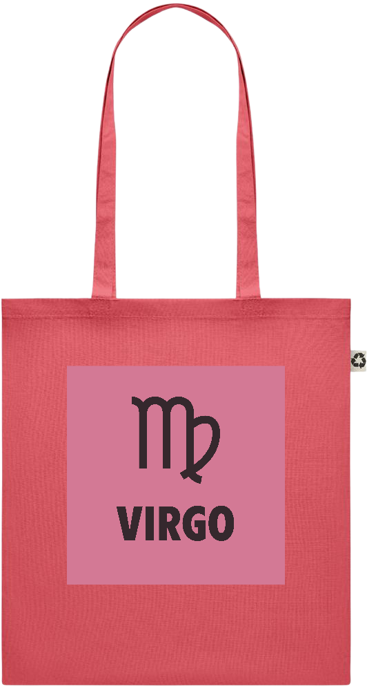 Zodiac Virgo Design - Recycled cotton colored shopping bag_RED_front