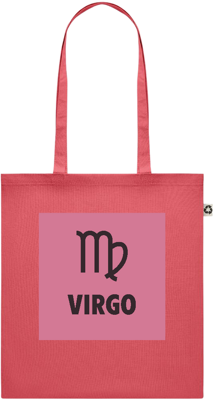 Zodiac Virgo Design - Recycled cotton colored shopping bag_RED_front