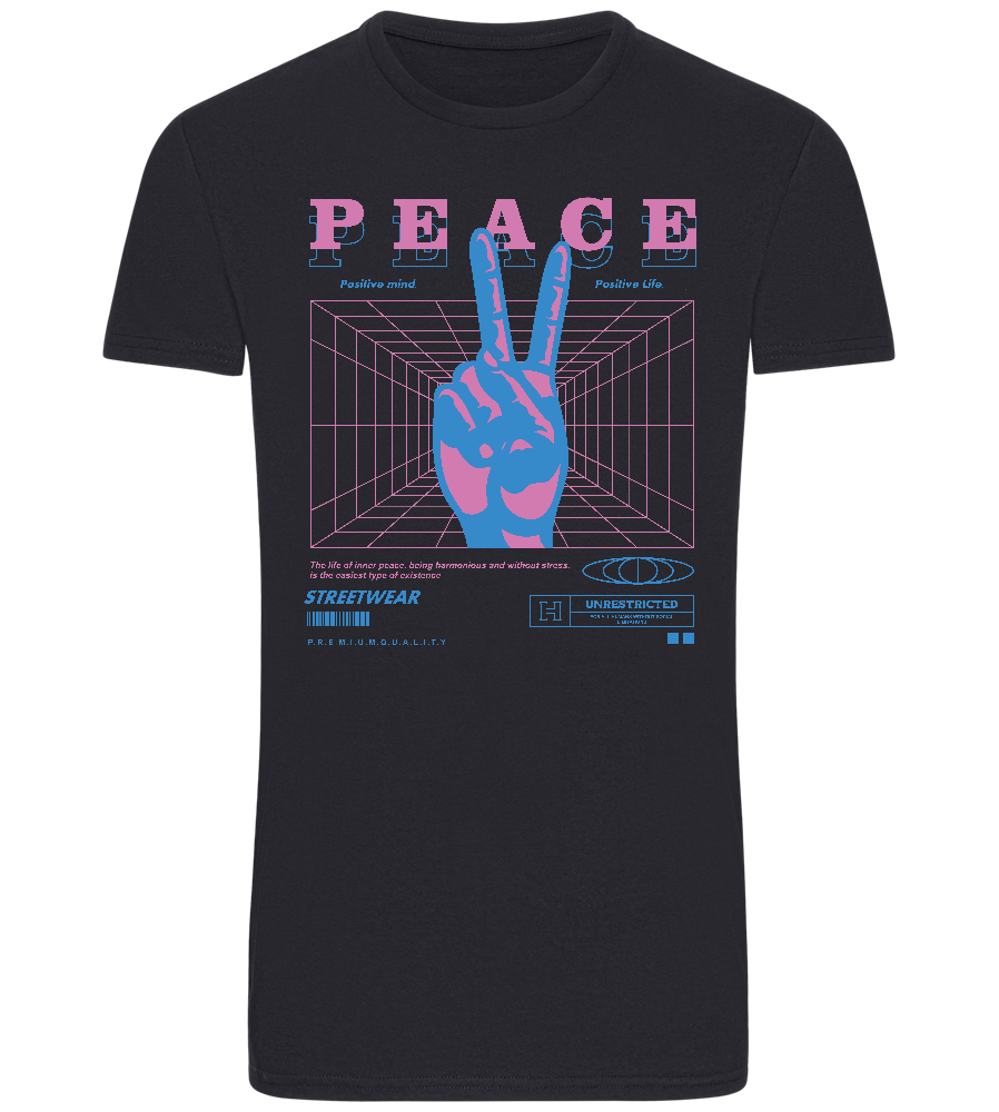 Peace Positive Mind Positive Life Design - Basic Unisex T-Shirt_FRENCH NAVY_front