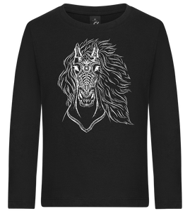 White Abstract Horsehead Design - Premium kids long sleeve t-shirt