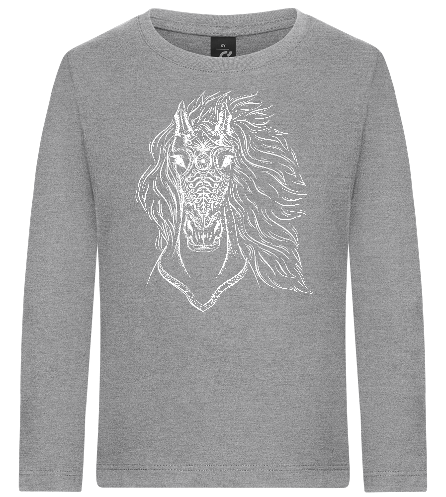 White Abstract Horsehead Design - Premium kids long sleeve t-shirt_ORION GREY_front
