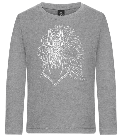 White Abstract Horsehead Design - Premium kids long sleeve t-shirt_ORION GREY_front