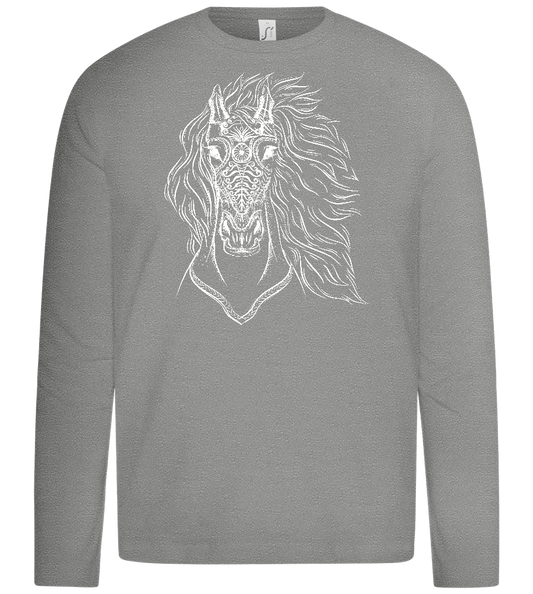 White Abstract Horsehead Design - Premium kids long sleeve t-shirt_ORION GREY_front