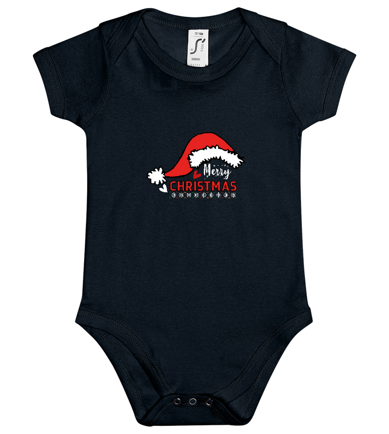 Merry Christmas Hat Design - Baby bodysuit_BLACK_front