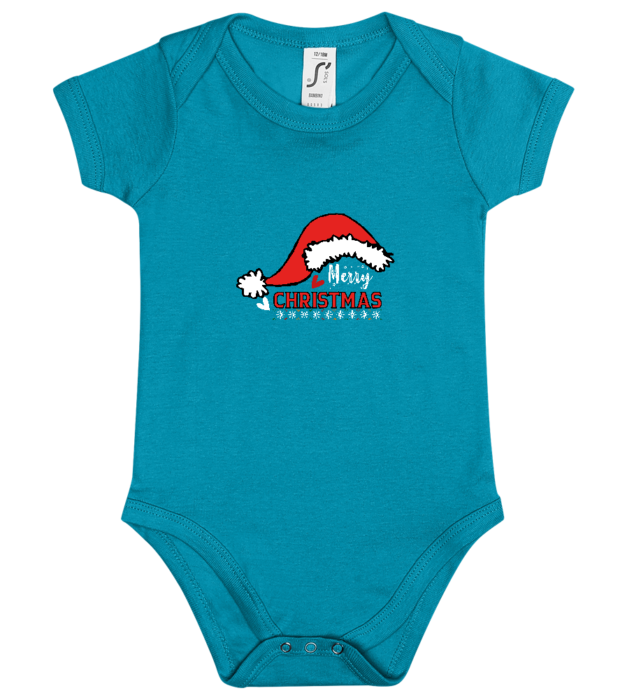 Merry Christmas Hat Design - Baby bodysuit_TURQUOISE_front