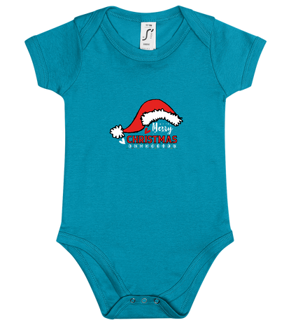 Merry Christmas Hat Design - Baby bodysuit_TURQUOISE_front