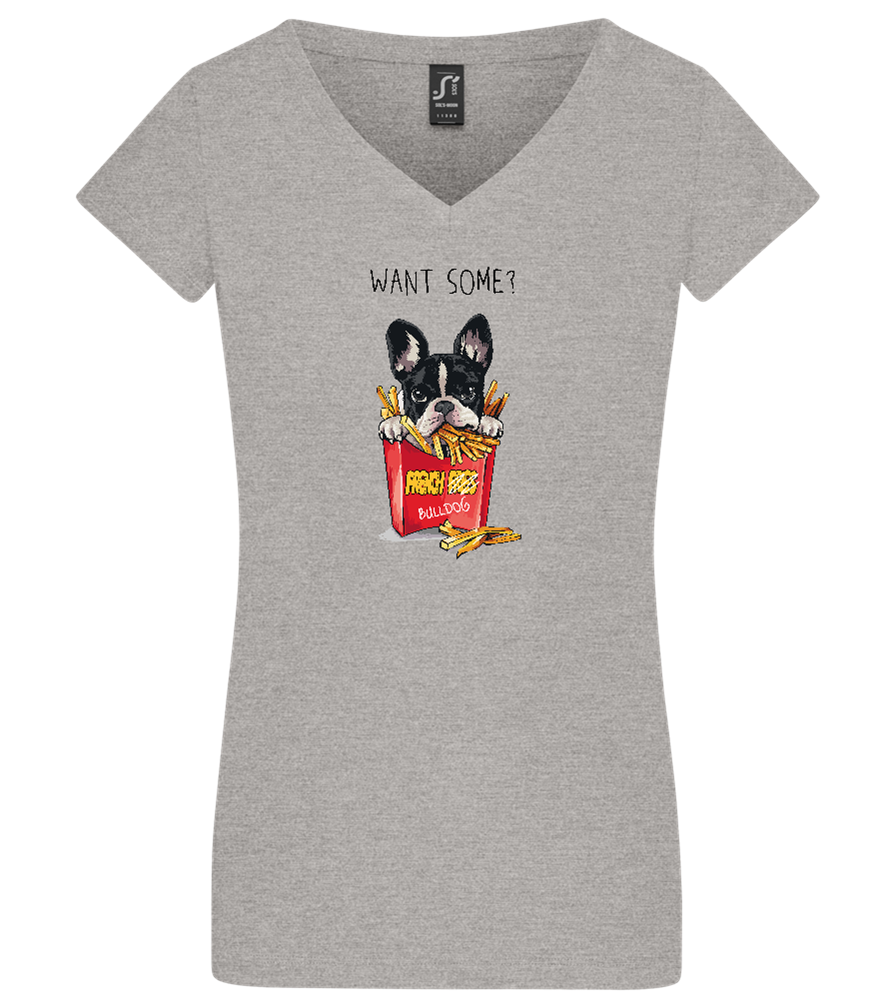 Want Some Fries Design - Basic women's v-neck t-shirt_ORION GREY_front