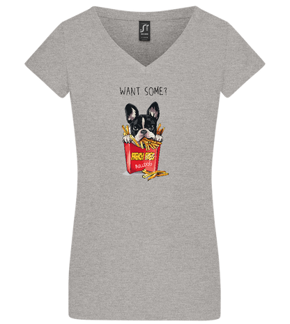 Want Some Fries Design - Basic women's v-neck t-shirt_ORION GREY_front