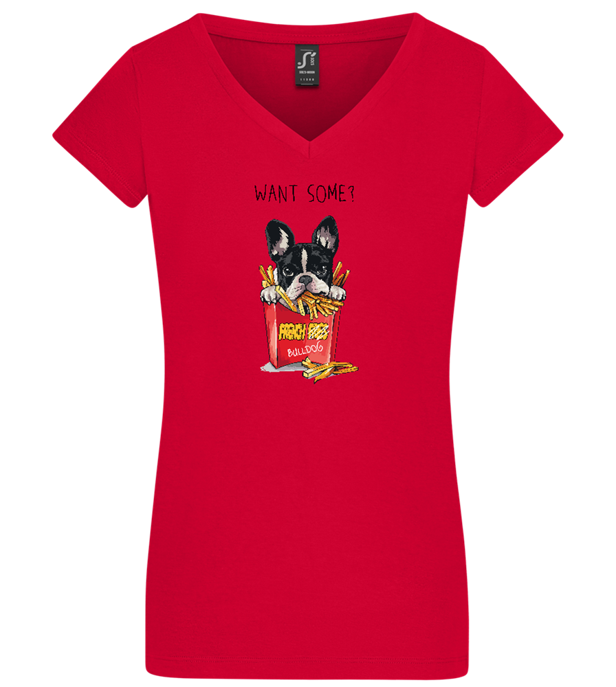 Want Some Fries Design - Basic women's v-neck t-shirt_RED_front