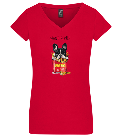 Want Some Fries Design - Basic women's v-neck t-shirt_RED_front
