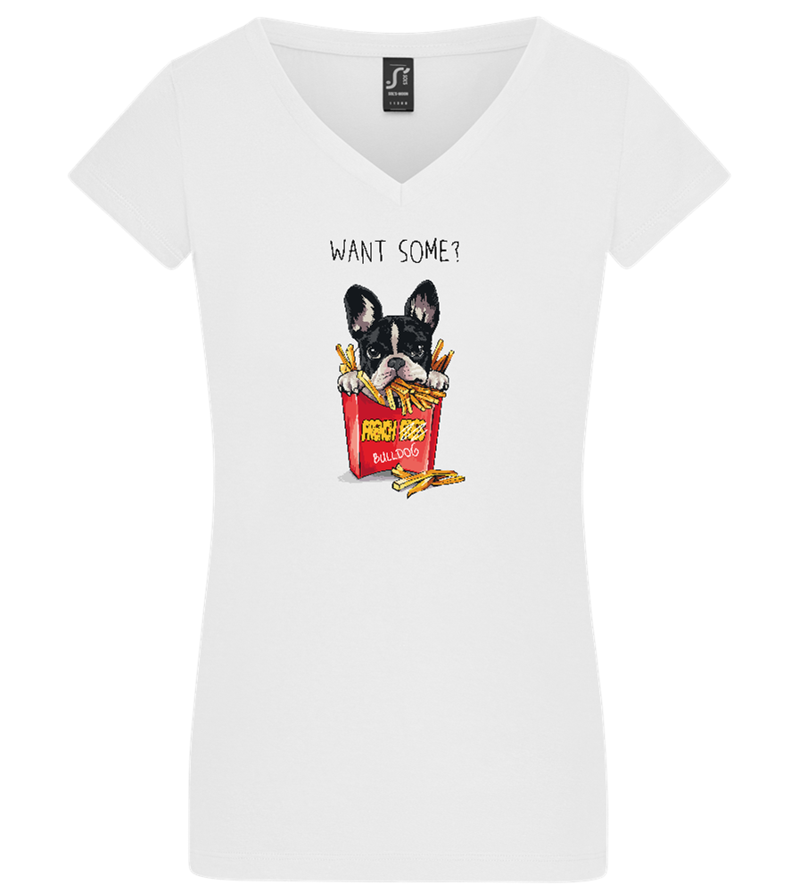 Want Some Fries Design - Basic women's v-neck t-shirt_WHITE_front