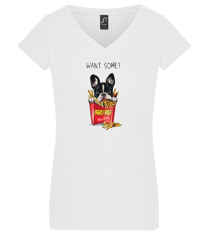 Want Some Fries Design - Basic women's v-neck t-shirt_WHITE_front