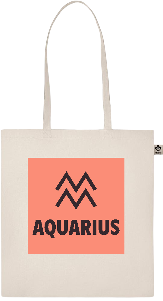 Zodiac Aquarius Design - Essential ecru organic cotton tote bag_BEIGE_front