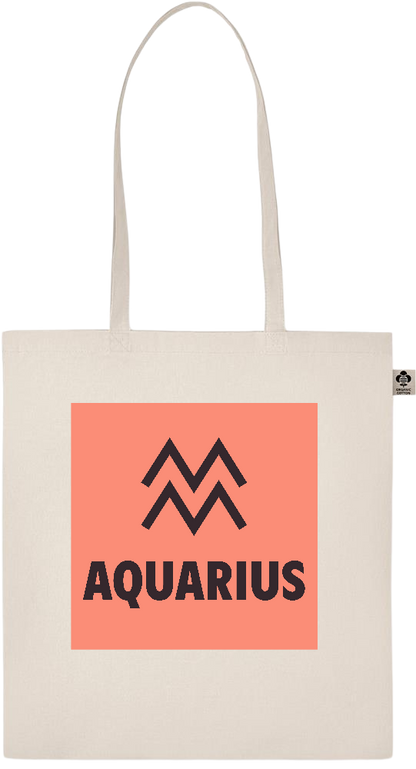 Zodiac Aquarius Design - Essential ecru organic cotton tote bag_BEIGE_front