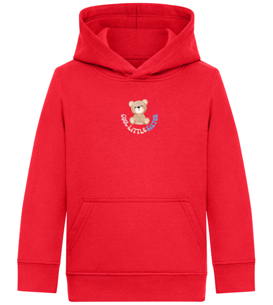 Cool Little Sister Teddy Bear Design - Comfort Kids Hoodie_BRIGHT RED_front