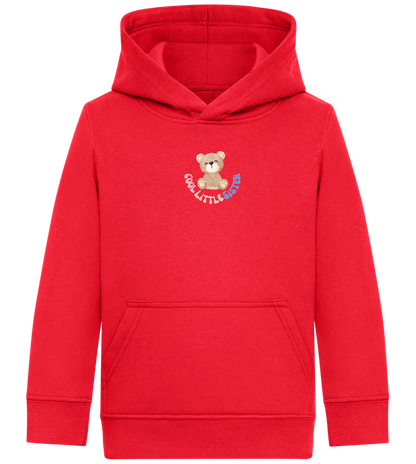 Cool Little Sister Teddy Bear Design - Comfort Kids Hoodie_BRIGHT RED_front