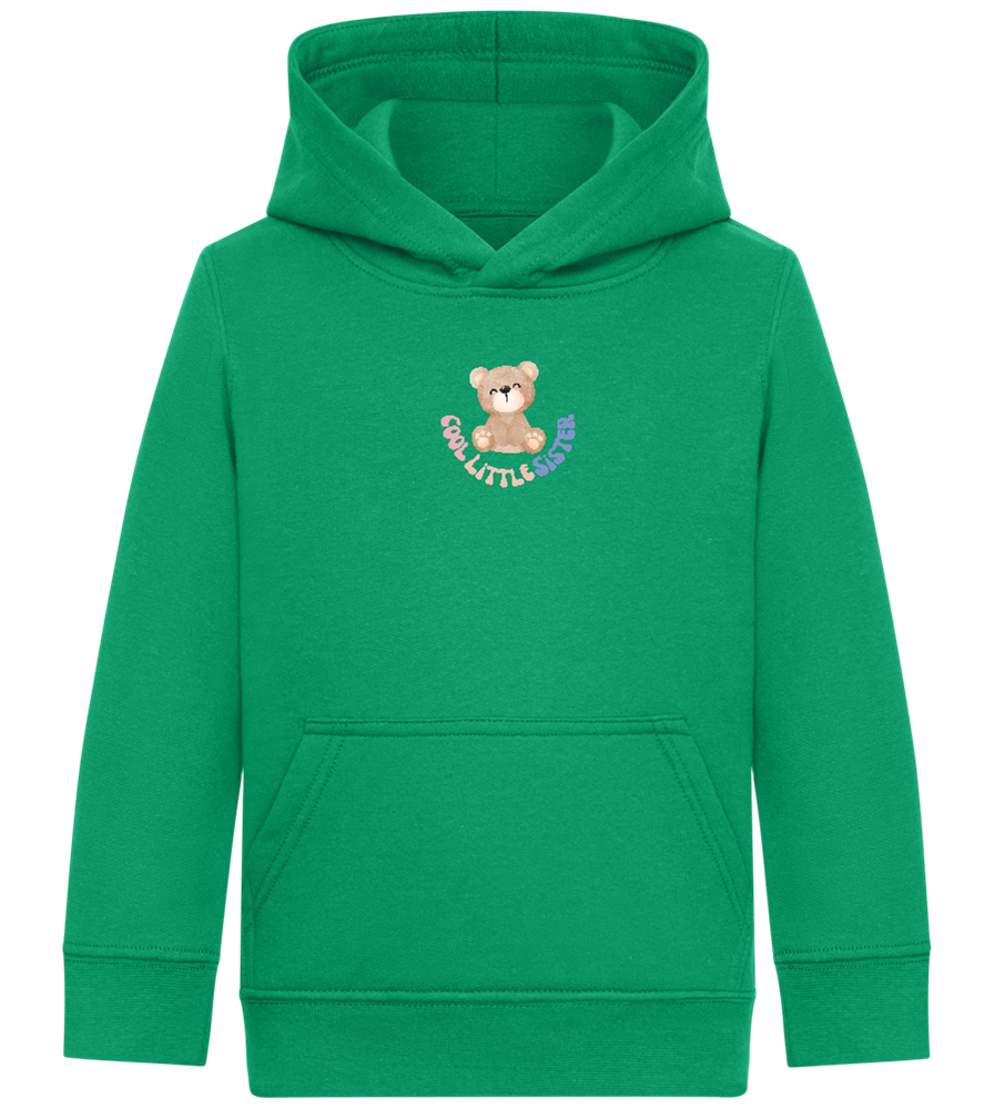 Cool Little Sister Teddy Bear Design - Comfort Kids Hoodie_MEADOW GREEN_front