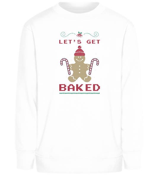 Let's Get Baked Design - Comfort Kids Sweater_WHITE_front