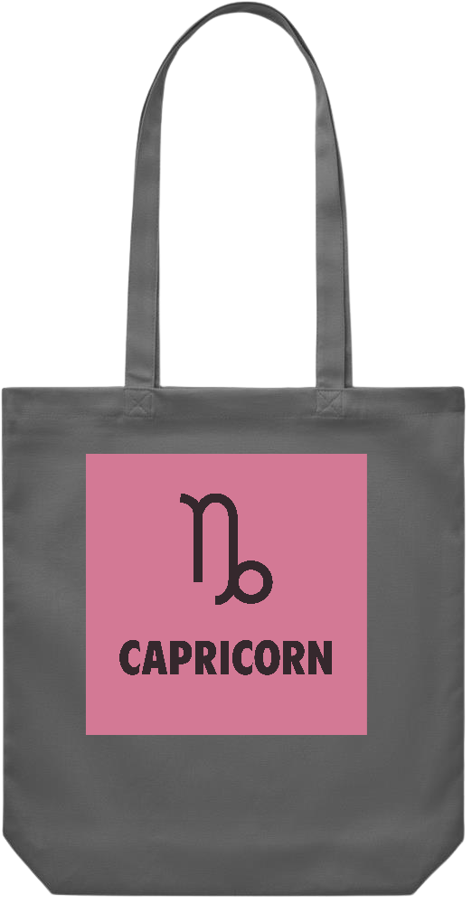 Zodiac Capricorn Design - Premium Canvas colored cotton shopping bag_STONE GREY_front