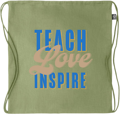 Teach Love Inspire Design - Premium hemp drawstring bag_GREEN_front