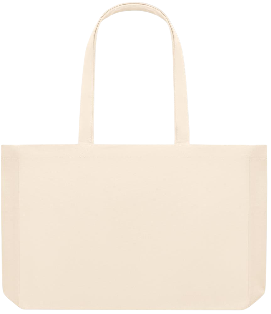 Premium large recycled beach tote bag_BEIGE_front