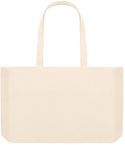 Premium large recycled beach tote bag_BEIGE_front