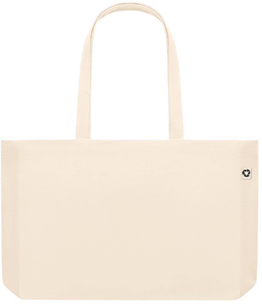 Premium large recycled beach tote bag_BEIGE_back