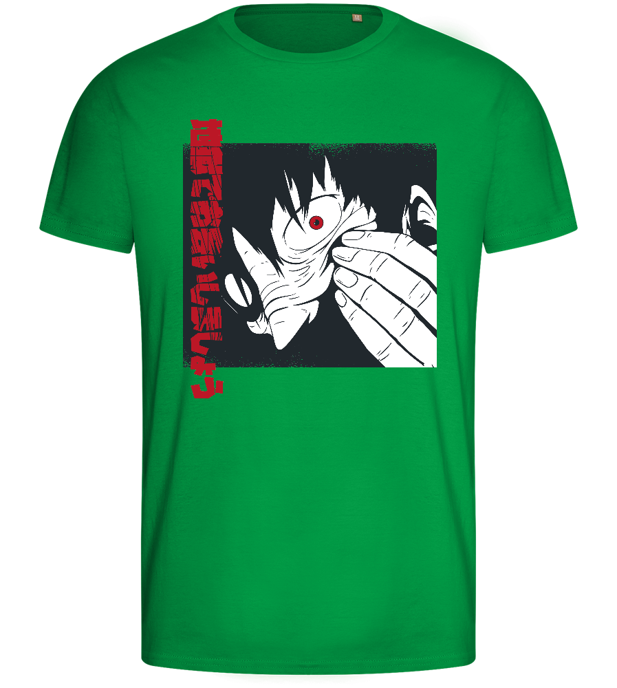 Bloodshot Horror Eye Design - Basic men's fitted t-shirt_MEADOW GREEN_front