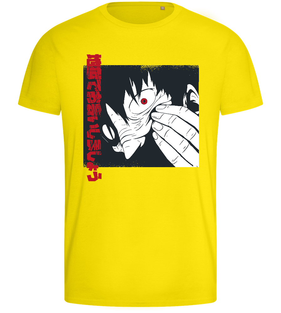 Bloodshot Horror Eye Design - Basic men's fitted t-shirt_YELLOW_front