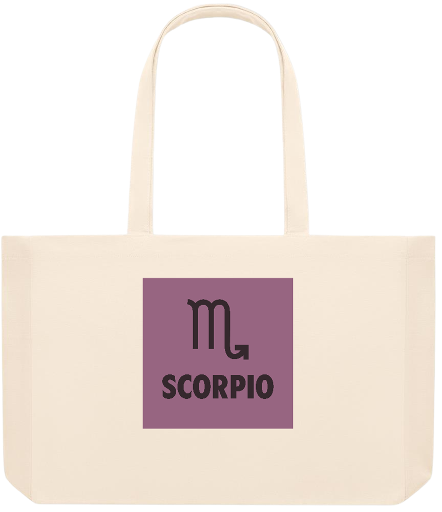 Zodiac Scorpio Design - Premium large recycled beach tote bag_BEIGE_front