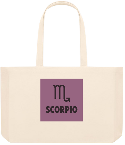 Zodiac Scorpio Design - Premium large recycled beach tote bag_BEIGE_front