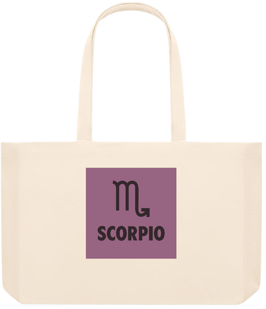 Zodiac Scorpio Design - Premium large recycled beach tote bag_BEIGE_front