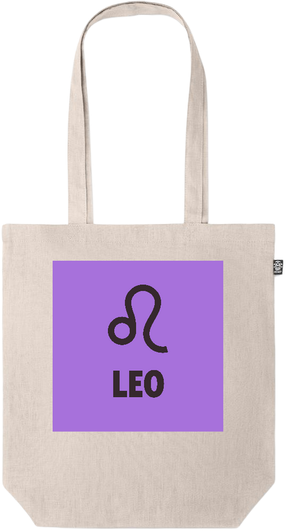 Zodiac Leo Design - Premium colored organic hemp tote bag_BEIGE_front