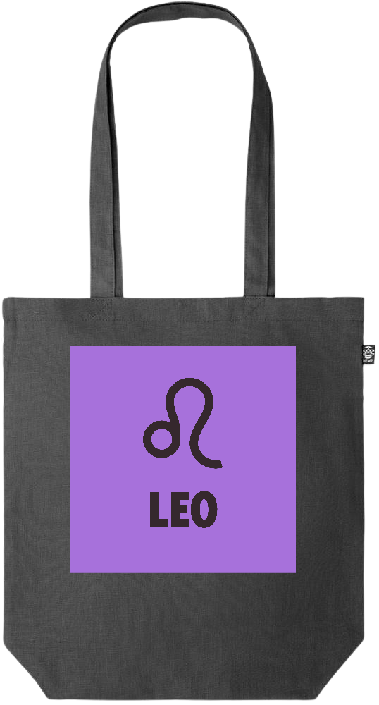 Zodiac Leo Design - Premium colored organic hemp tote bag_BLACK_front