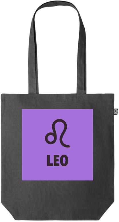 Zodiac Leo Design - Premium colored organic hemp tote bag_BLACK_front