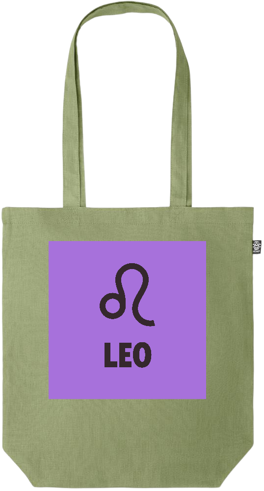 Zodiac Leo Design - Premium colored organic hemp tote bag_GREEN_front