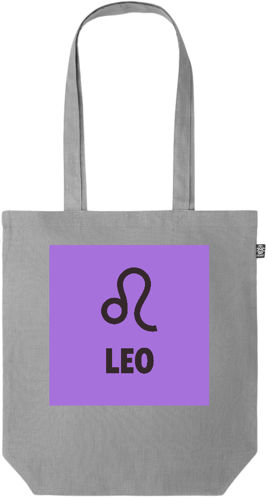 Zodiac Leo Design - Premium colored organic hemp tote bag_GREY_front