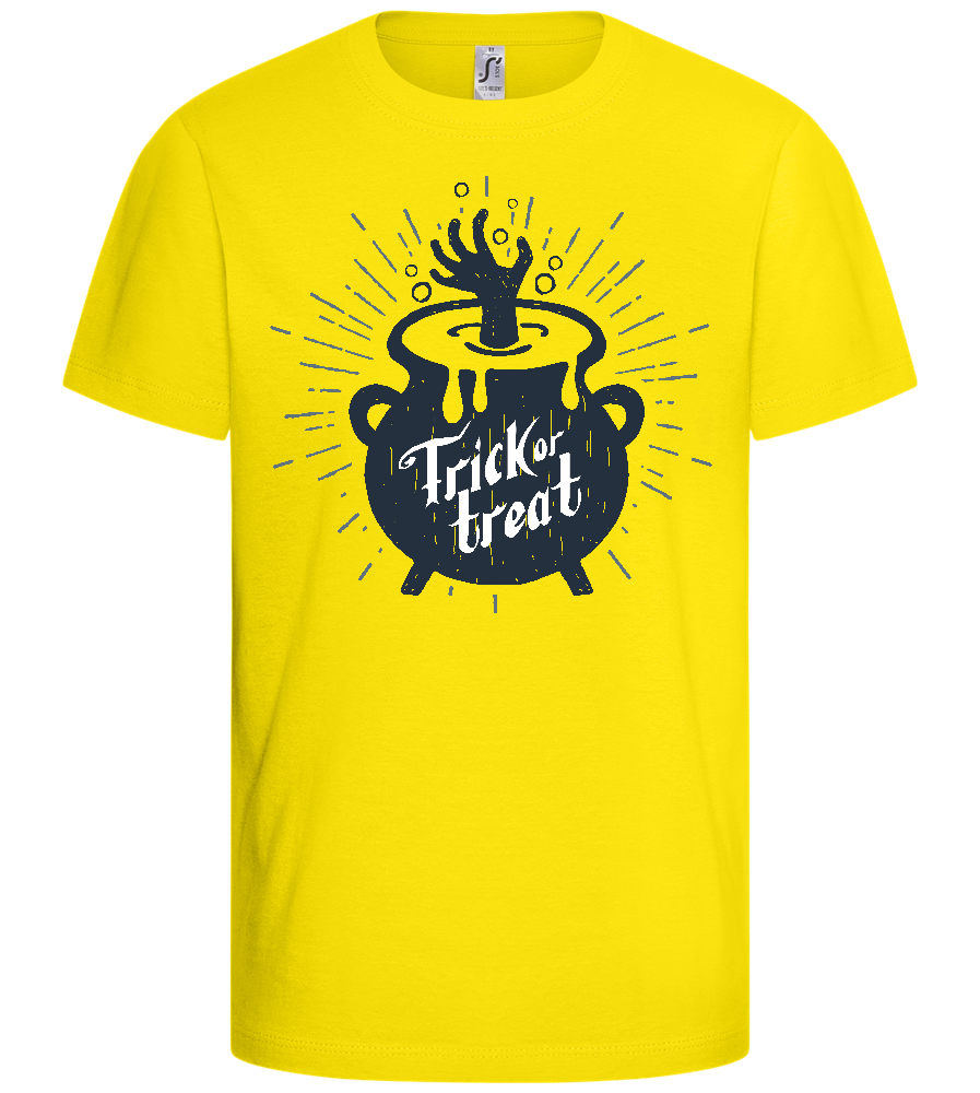 Spooky Cauldron Design - Basic kids t-shirt_YELLOW_front