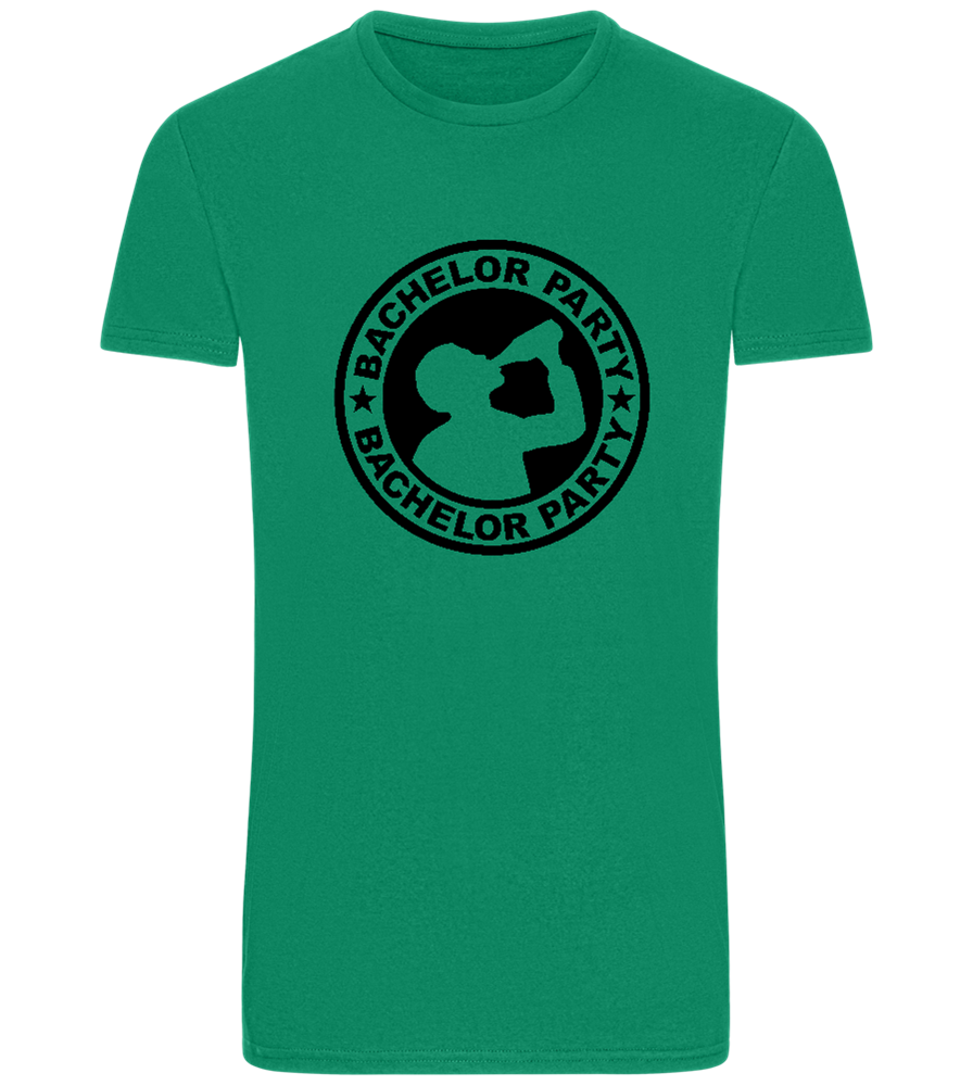 Emblem Bachelor Party Design - Basic men's fitted t-shirt_MEADOW GREEN_front