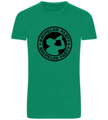 Emblem Bachelor Party Design - Basic men's fitted t-shirt_MEADOW GREEN_front