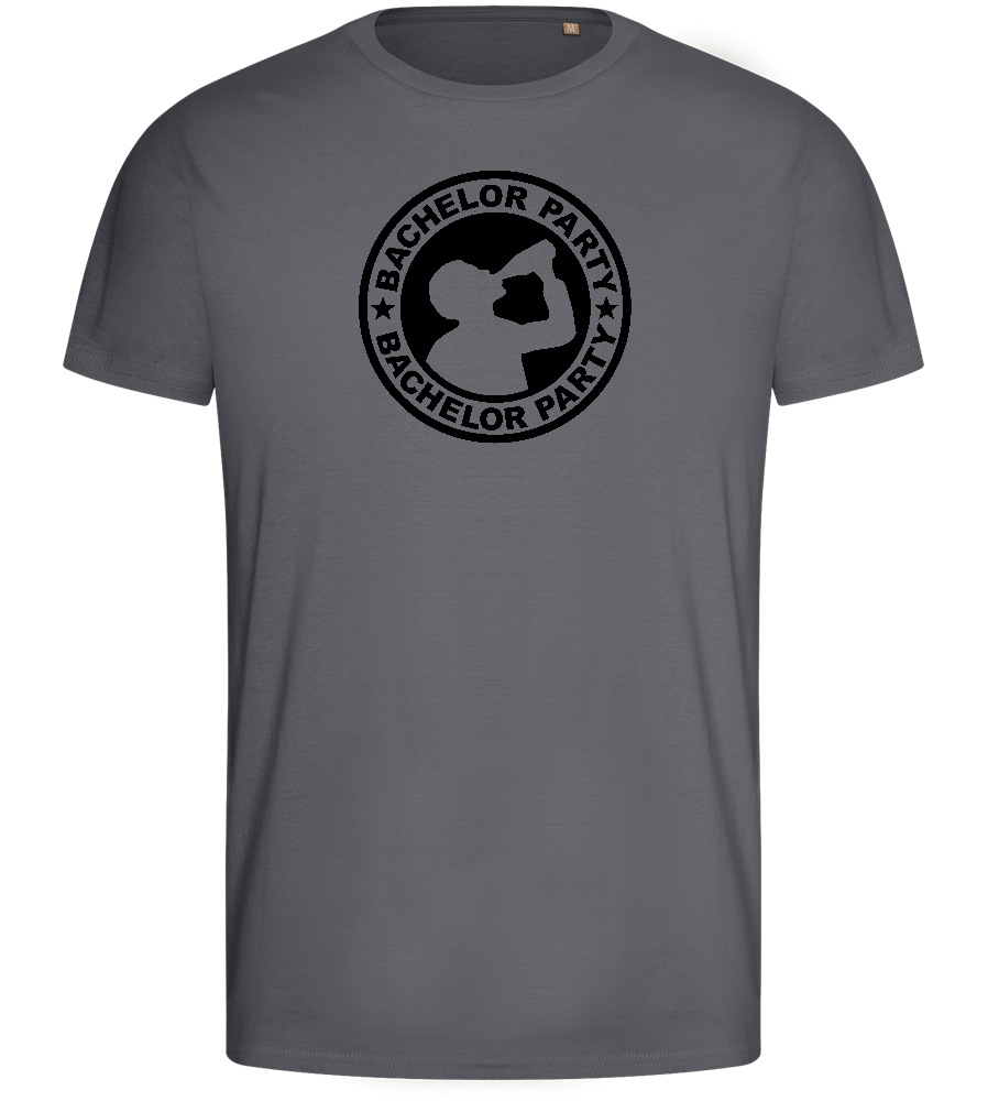 Emblem Bachelor Party Design - Basic men's fitted t-shirt_MOUSE GREY_front