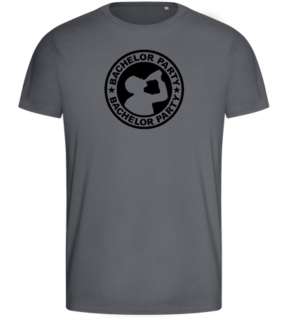 Emblem Bachelor Party Design - Basic men's fitted t-shirt_MOUSE GREY_front