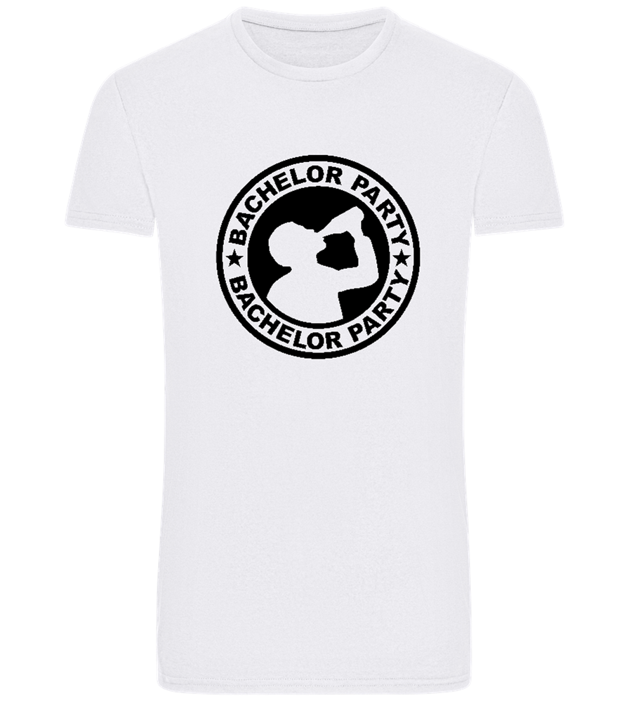 Emblem Bachelor Party Design - Basic men's fitted t-shirt_WHITE_front